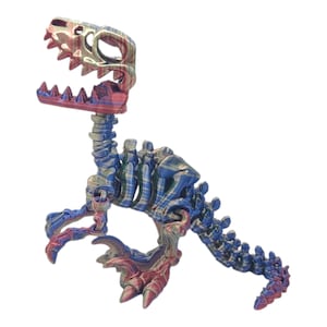 RAPTOR Flexi Skeleton ~ 3D Printed Articulated Dinosaur Skeleton Toy ~ Flexible Fidget Desk Accessory ~ Gift for Dino Lovers