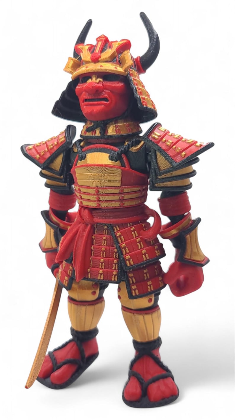 SAMURAI ~ Flexible Articulating ~ Desk Fidget Toy ~ Decoration ~ Flexi Factory ~ 3D Printed ~ Gift afbeelding 2