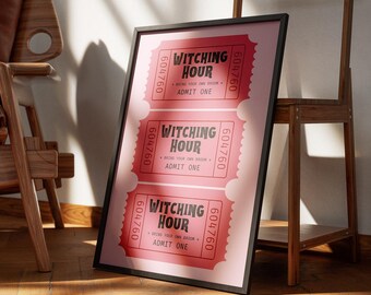 Witching hour - arcade ticket poster: seasonal decor, fall wall art, spooky vibes print, halloween poster, autumnal home decor gift, prints