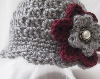 Infant Flapper Hat with Flower in Your Choice of Colors