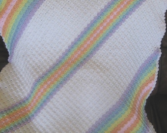 Baby Afghan | Crocheted Blanket | Diagonal | Corner to Corner Blanket | Rainbow