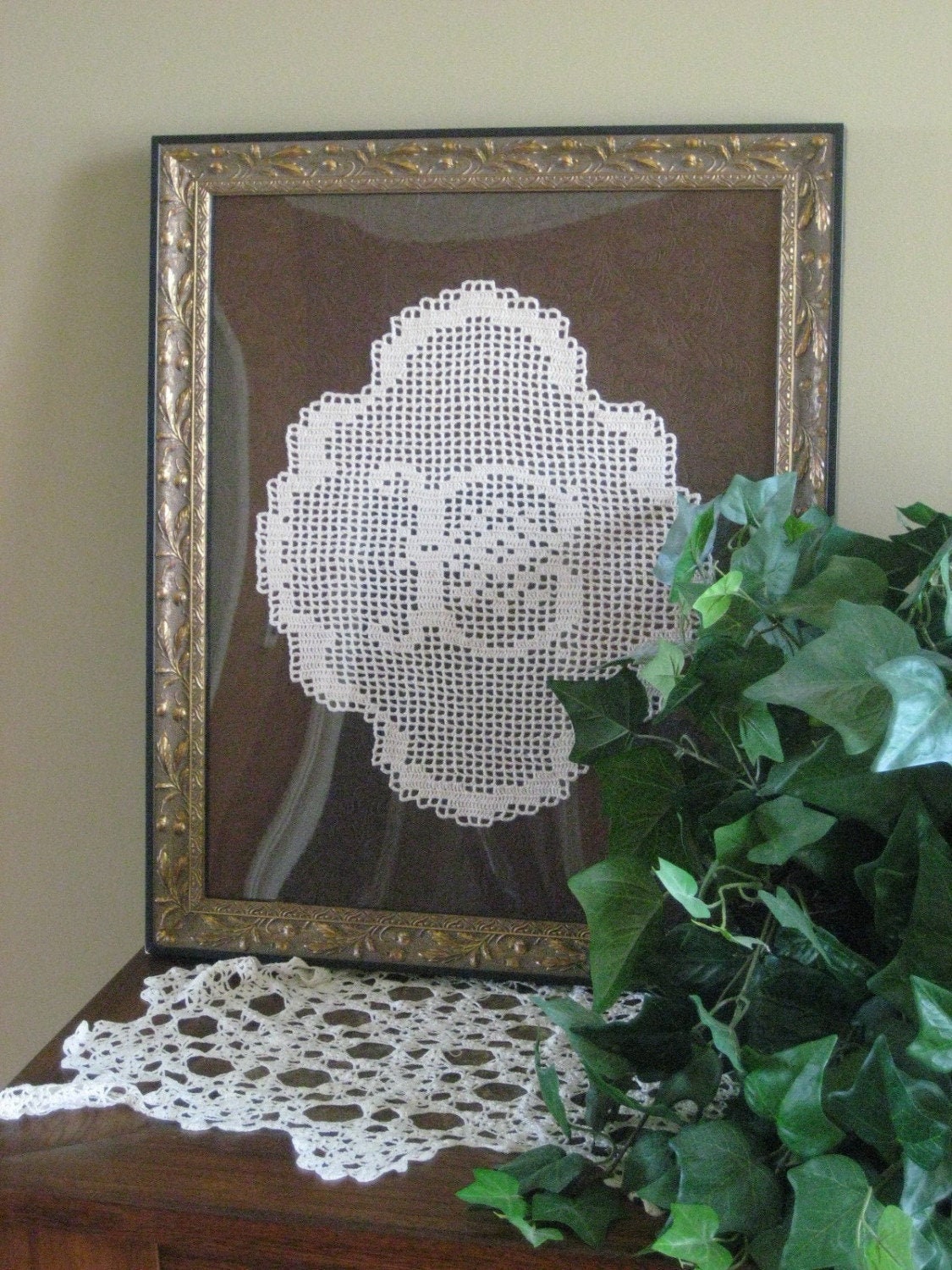Crochet Monogram Initial Letter Doily CUSTOM HANDMADE in Filet Crochet
