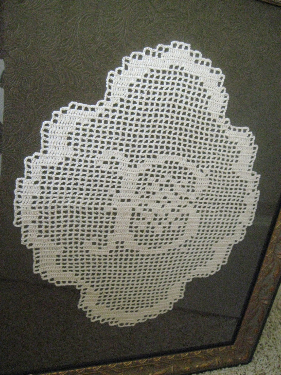 Crochet Monogram Initial Letter Doily CUSTOM HANDMADE in Filet Crochet