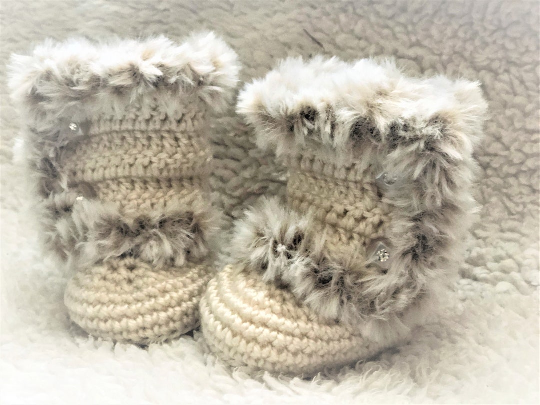 Baby Girl Boots Wrap Baby Ankle Boots W/faux Fur Trim Diva Booties Ugg