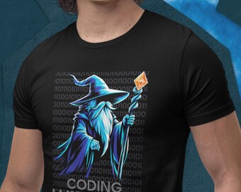 T-shirt codeerwizard, programmeer-T-shirt voor programmeurs en computerexperts, uniseks shirt, geeky-T-shirt, technologietop, informaticacadeau