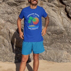 Wild Camping Monkey Etsy Shop, Bella and Canvas 3001, Catalina Island Tee in True Royal Blue