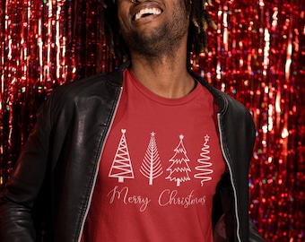 Christmas Tree T-Shirt, Holiday Family Tee, Festive Xmas Design Shirt for Casual Wear, Unisex Airlume Cotton Tee, Gift for Christmas