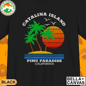 Wild Camping Monkey Etsy Shop, Bella and Canvas 3001, Catalina Island Tee in Black
