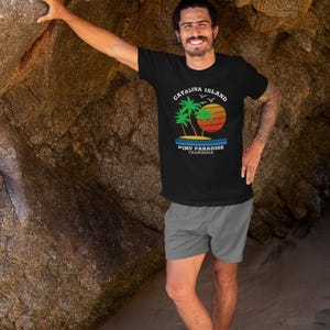 Wild Camping Monkey Etsy Shop, Bella and Canvas 3001, Catalina Island Tee in Black