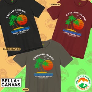 Wild Camping Monkey Etsy Shop, Bella and Canvas 3001, Catalina Island Tee in Black Heather, Army and Cardinal