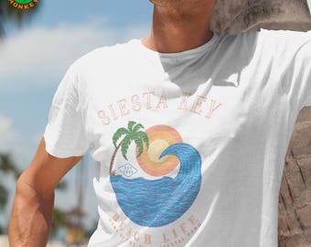 Siesta Key T-shirt, zomerstrand uniseks T-shirt voor zee- en strandliefhebbers, vakantieshirt, kusttop, oceaankleding
