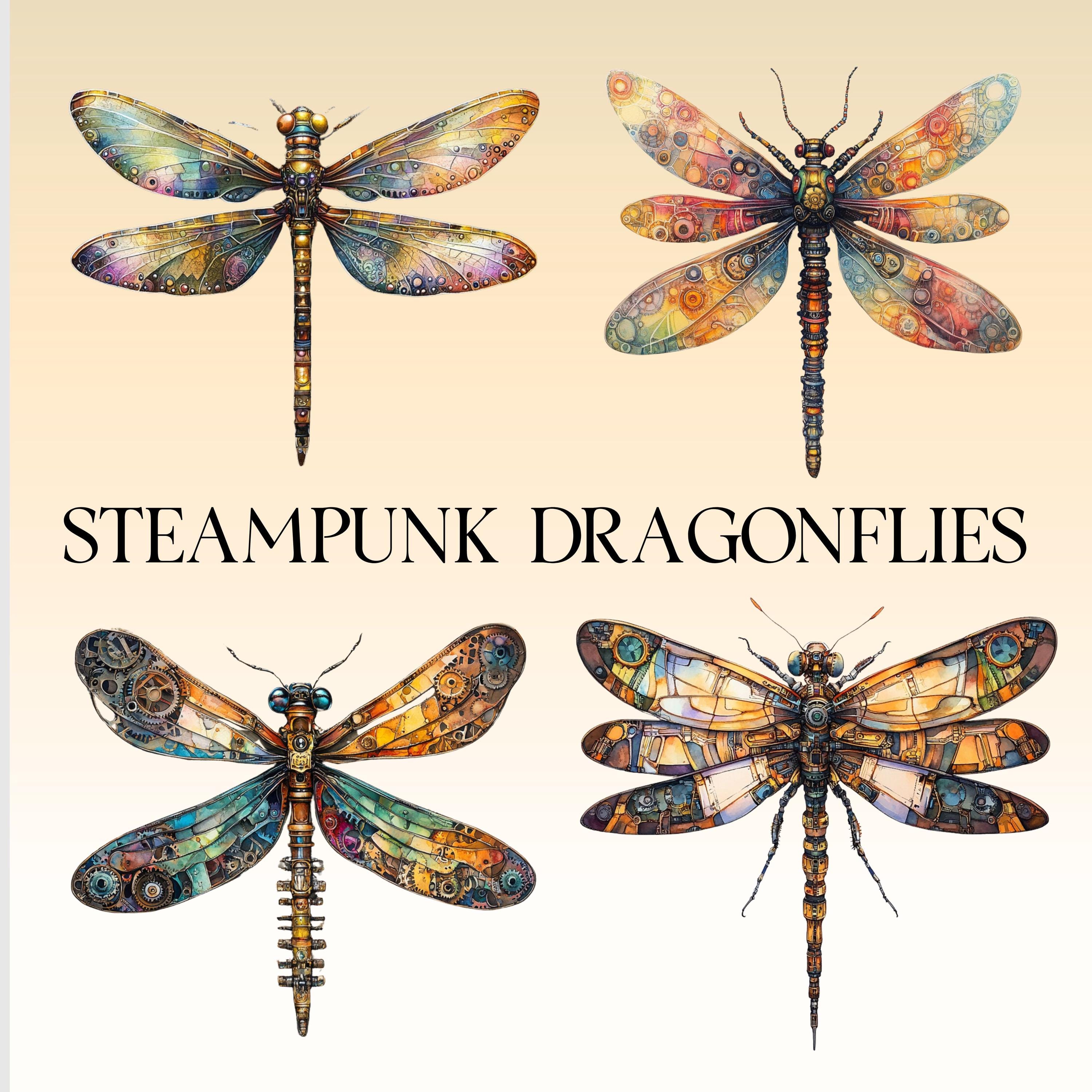 Steampunk Dragonflies Clipart Transparent PNG Junk Journal Dragonfly ...