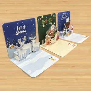 Série de cartes-cadeaux pop-up| Carte-cadeau 3D| Carte-cadeau de Noël 3D| Se marier à Noël| Meilleurs voeux|  Père Noël pop-up| Renne mignon | Meilleurs amis