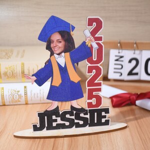 Bild Abschluss stehend, Gesicht Foto Dekor, Abschluss Geschenk 2025, Abitur Graduierung Gedenkverzierung, lustiges Geschenk für Freunde
