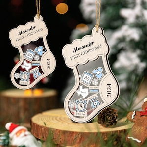 Personalized Baby&#39;s First Christmas Ornament, 4D Shake Babies Ornament, New Born Baby Boy Girl Gift, Granddaughter Grandson 1st Xmas Bauble