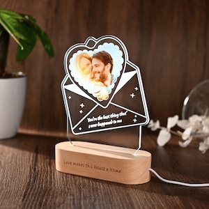 Luz de noche con foto de pareja personalizada, luz LED con carta de amor, regalo de aniversario para pareja, lámpara de regalo de amor para siempre, regalo de San Valentín
