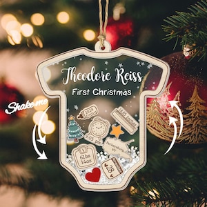 Personalized Baby&#39;s First Christmas Ornament, 4D Shake Babies Ornament, New Born Baby Boy Girl Gift, Granddaughter Grandson 1st Xmas Bauble
