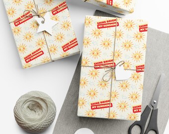 Carta da regalo, motivo "Carini raggi di sole", "Splendi il mio sole", fogli da regalo, confezioni regalo, decorazioni per regali, carta da regalo per le feste