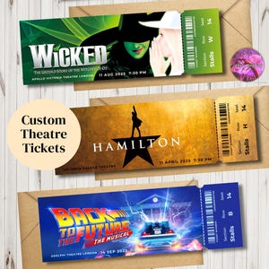 Personalised Souvenir Theatre Tickets - Custom Physical Musical Souvenir keepsakes, Gift wrapped