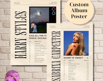 Póster personalizado para álbum – Lámina decorativa musical para pared (8x6, 10x8 pulgadas)