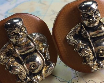 Big Chunky Vintage Cufflinks Gold Buddha Cufflinks Men's Cufflinks Antique Cufflinks Vintage SWANK Cufflinks