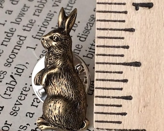 Rabbit Tie Tack Pin Antiqued Brass Bunny Tie Tack Gothic Victorian Vintage Inspired