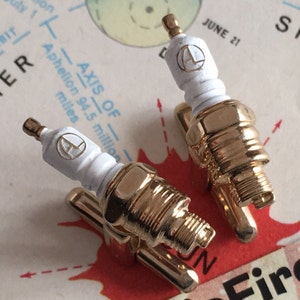 Men's Vintage Antique Gold Plated Spark Plug  Steampunk Cufflinks HICKOK Made USA