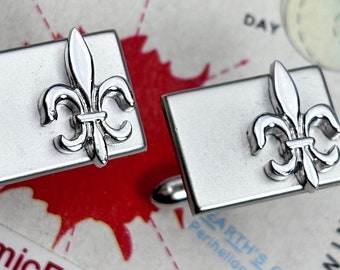 Vintage MCM Fleur De Lis Cufflinks 1950's Wedding Prom Dad Grad Gift Father's Day SWANK USA Mid Century