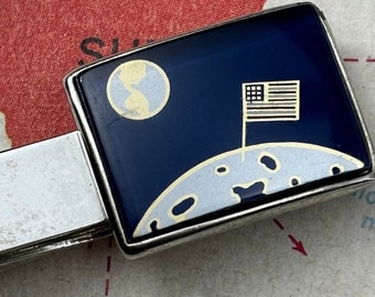 1960's Vintage Moon Landing Tie Bar Clip Atomic Space Age SARAH COVENTRY USA