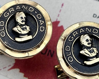 Vintage Old Grand Dad Bourbon Cufflinks Liquor Advertising Collectibles Grandpa Father's Day Breweriana