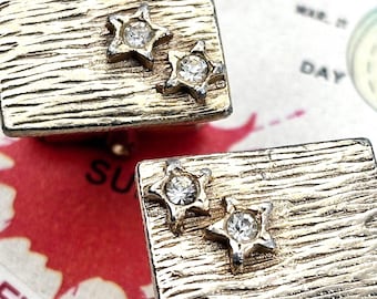 Vintage Atomic Star Cufflinks 1950's MCM Jet Age Modernist Gold Tone Rectangular