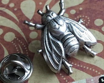 Horse Fly Pin Tie Tack Silver Plated Metal Bug Insect Lapel Pin