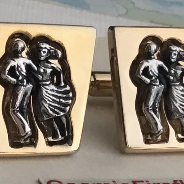 1950's Mid Century MCM Vintage Dancing Cufflinks Flamenco Sock Hop Swing Line Dancing ANSON USA Boda del Día del Padre