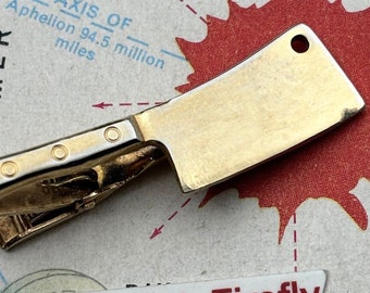 Vintage Hatchet Meat Cleaver Tie Clip Clasp MCM 1950's Butcher Horror Halloween Wedding