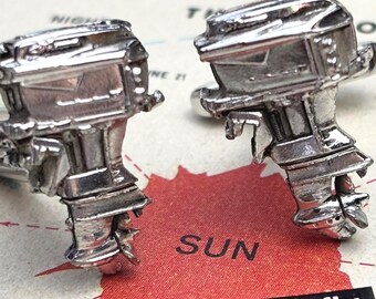 Vintage Nautical Speed Boat Motor Cufflinks HICKOK Men's Jewelry