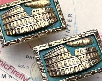 Huge Vintage Rome Colosseum Cufflinks 1950's Mid Century MCM Italy