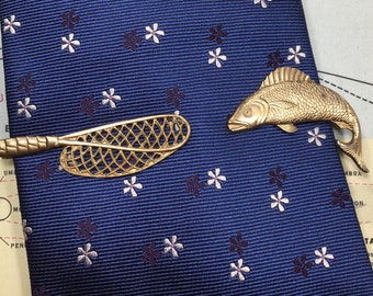 1950's Mid Century Vintage Swordfish Tie Bar Clip ANSON USA Marlin Ocean Fishing Father's Day