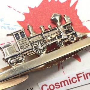 Vintage Train Tie Bar Clip Mid Century Antique Steam Train Engine 1950's MCM HICKOK