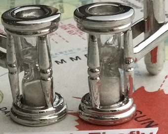 Hourglass Cufflinks Miniature Steampunk Sand Timer