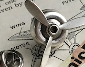 Spinning Propeller Tie Tack Pin Clasp Steampunk Pin Silver Propeller Men 39 s Tie Tack MADE In USA