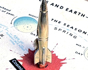 1950's Vintage Space Rocket Ship Tie Bar Clip Atomic Age Rare SWANK USA MCM