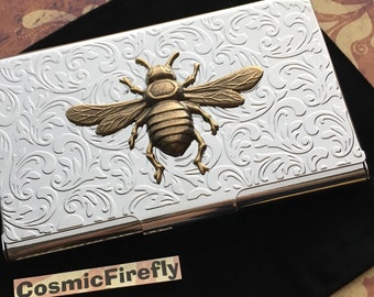 Bumble Bee Business Card Case Holder Vintage Inspired Gothic Victorian Steampunk Style