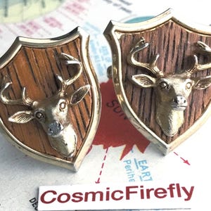 Vintage Stag Cufflinks Mid Century Mounted Trophy Deer Head Antlers HICKOK Made in USA 1950&#39;s Men&#39;s Christmas Gifts