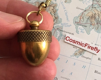 Brass Acorn Fan Pull Steampunk Ceiling Fan Pull Chain Antiqued Brass Metal Cap Opens Hollow Inside Light Pull