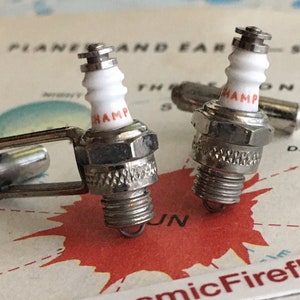 Men's Vintage Miniature Steampunk Cufflinks Tiny CHAMPION Spark Plugs Father's Day