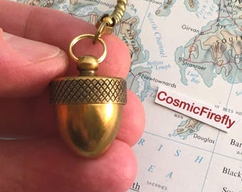 Brass Acorn Ceiling Fan Pull Chain Antiqued Brass Metal Cap Opens Hollow Inside Light Pull Cottagecore Country Cabin Decor