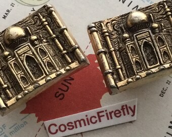 1950's Vintage Taj Mahal Cufflinks Figural Architectural Mid Century World Traveler Indian Wedding