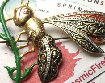 Épingle grande aigrette en argent sterling, broche héron, émail