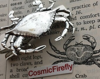 Crab Tie Clip Nautical Sealife Cosmic Firefly Popular Men's Accessories & Gifts Silver Plated Metal