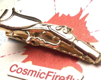 Vintage Blunderbuss Gun TIE BAR Clip Antique Flintlock Musket Rifle